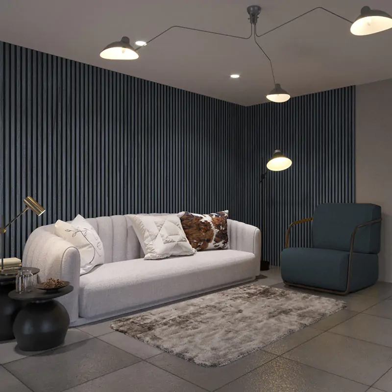  - MuffleTimber | Acoustic Slat Wood Wall Panel - Gray Oak (Black Felt) - Muffle USA LLC 